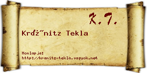 Kránitz Tekla névjegykártya